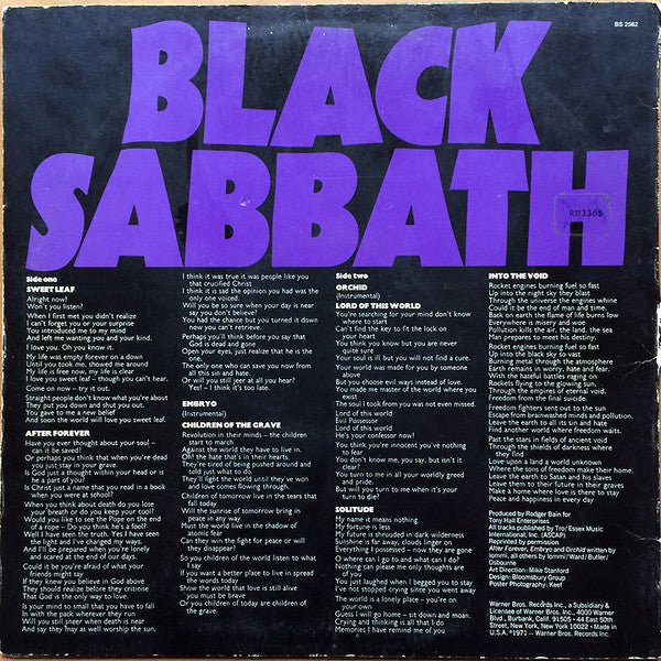 Black Sabbath : Master Of Reality (LP, Album, Club, Emb)