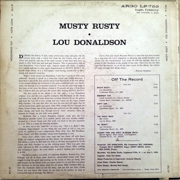 Lou Donaldson : Musty Rusty (LP, Album)