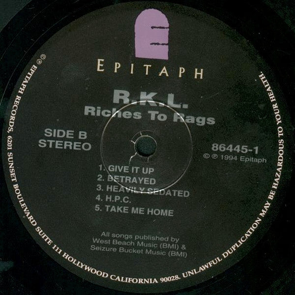 Rich Kids On LSD : Riches To Rags (LP, Album)