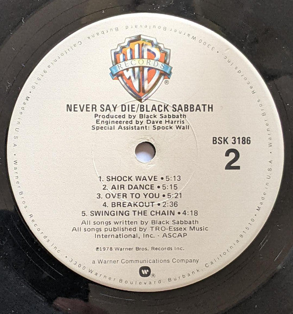 Black Sabbath : Never Say Die! (LP, Album, Jac)