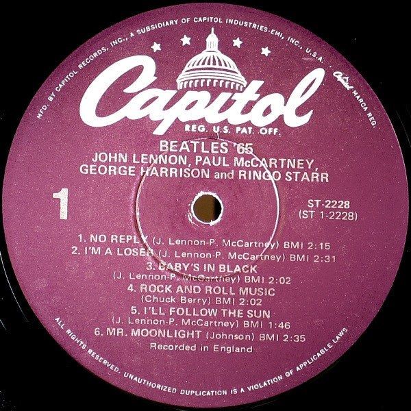 The Beatles : Beatles '65 (LP, Album, RP, Jac)