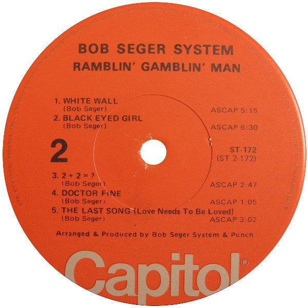 The Bob Seger System* : Ramblin' Gamblin' Man (LP, Album, RE)