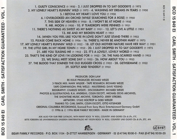 Carl Smith (3) : Satisfaction Guaranteed (5xCD, Comp + Box)