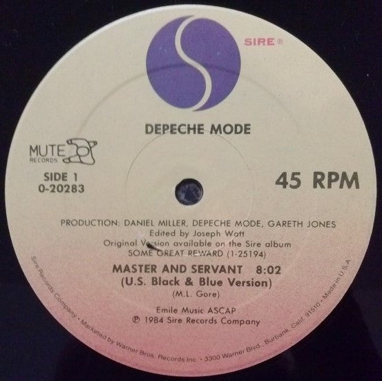 Depeche Mode : Master And Servant (U.S. Black & Blue Version) (12", Maxi, Spe)
